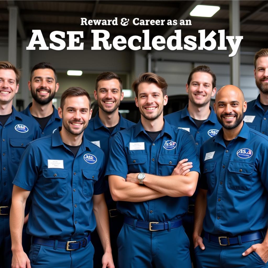 A group of ASE certified mechanics in Tampa, FL posing with their certifications.