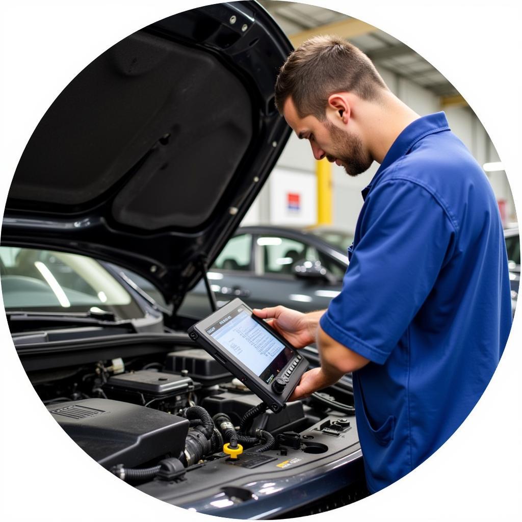 ASE Certified Mechanic Performing Vehicle Diagnostics