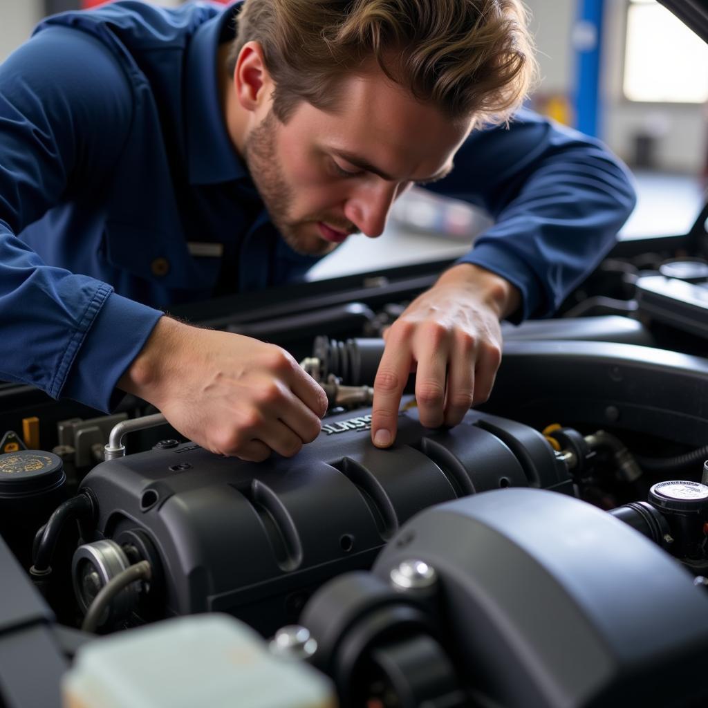 ASE Certified Technician Performing Inspection