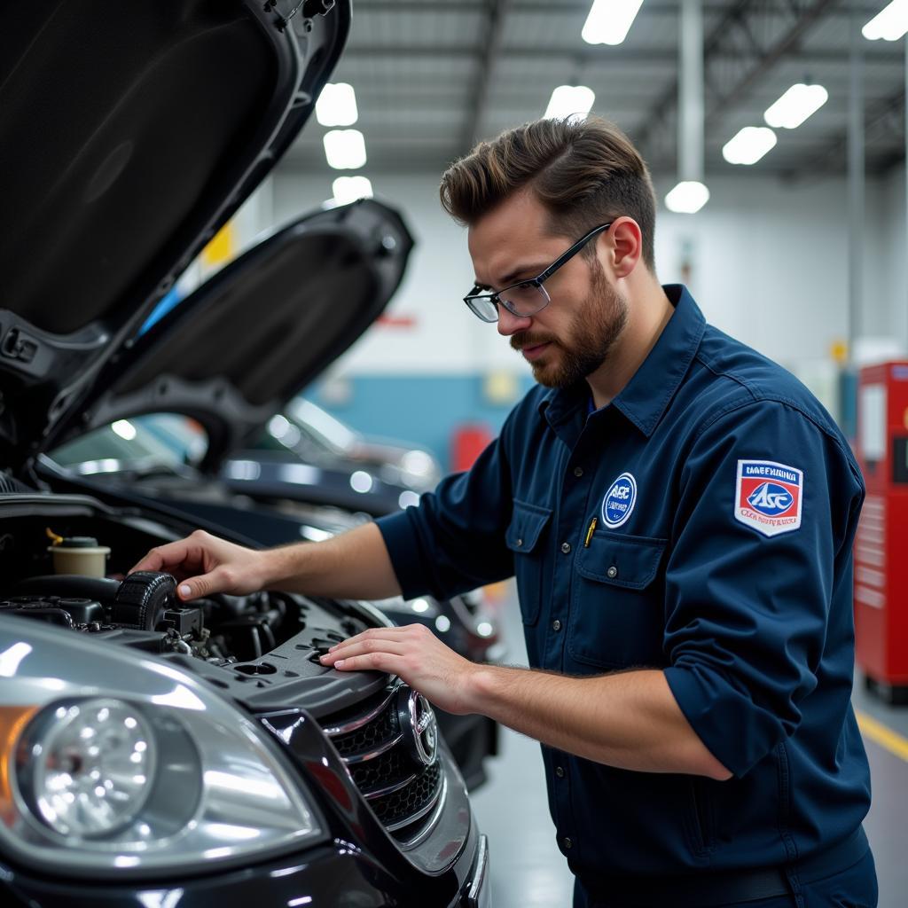 ASE Certified Technician Working in Illinois Auto Shop