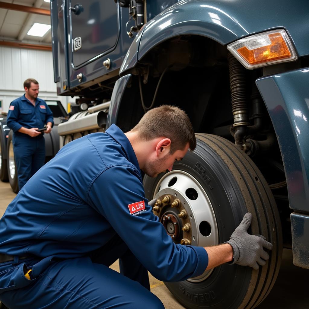 ASE Certified Technician Working on a Truck