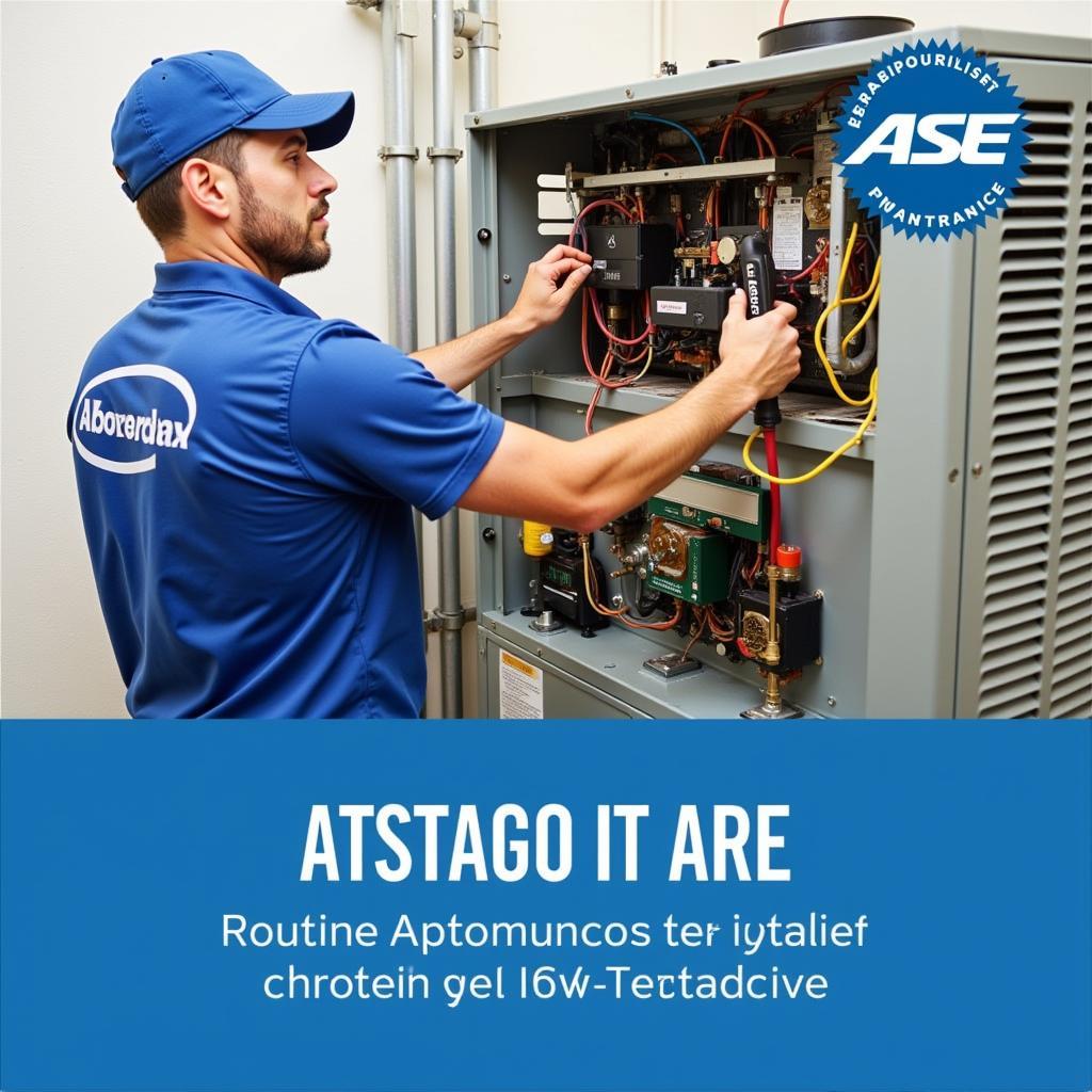 ASE HVAC Technician Performing Routine Maintenance