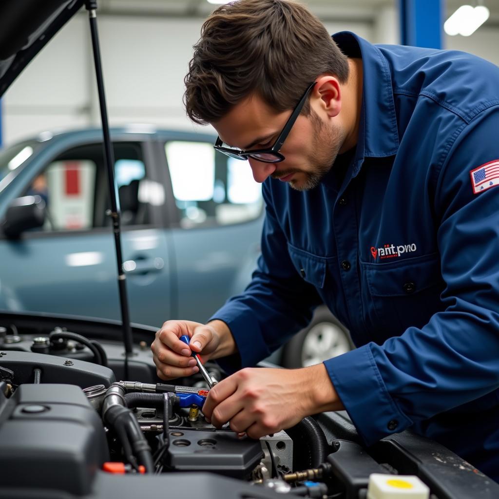 ASE Mechanic Working on a Car Engine