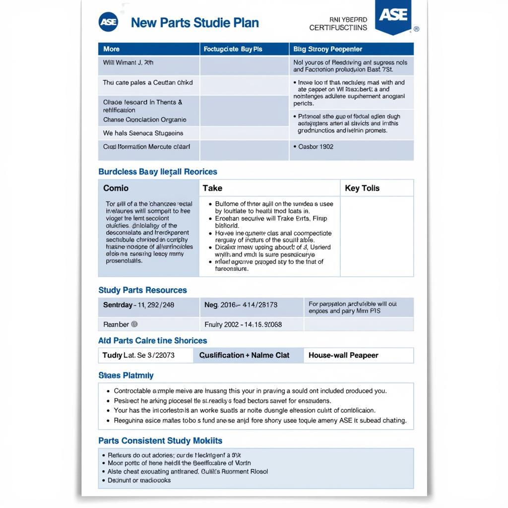 ASE Parts Certification Study Plan