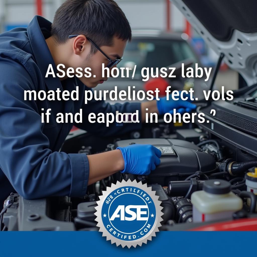 ASE Certified Technician Working on a Car Engine