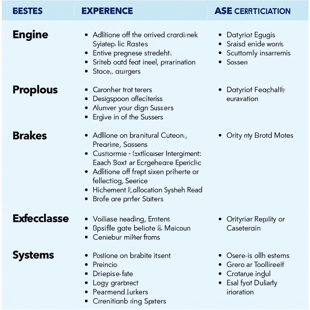 ASE Test Categories and Requirements