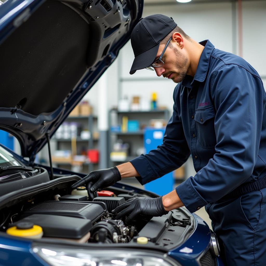 ASE Tests Michigan: Automotive Technician Working on a Car Engine