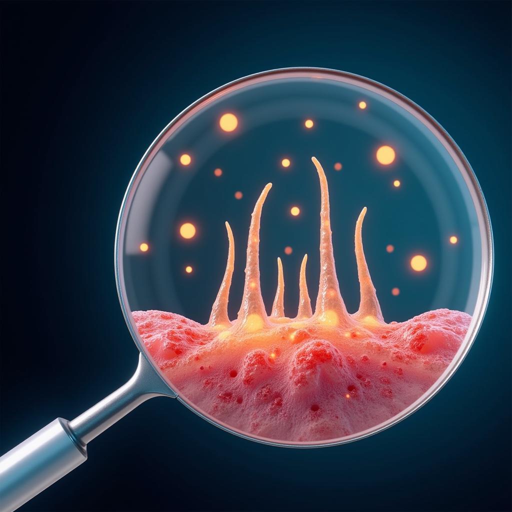 Microscopic view of hair follicle interacting with Asea redox signaling molecules