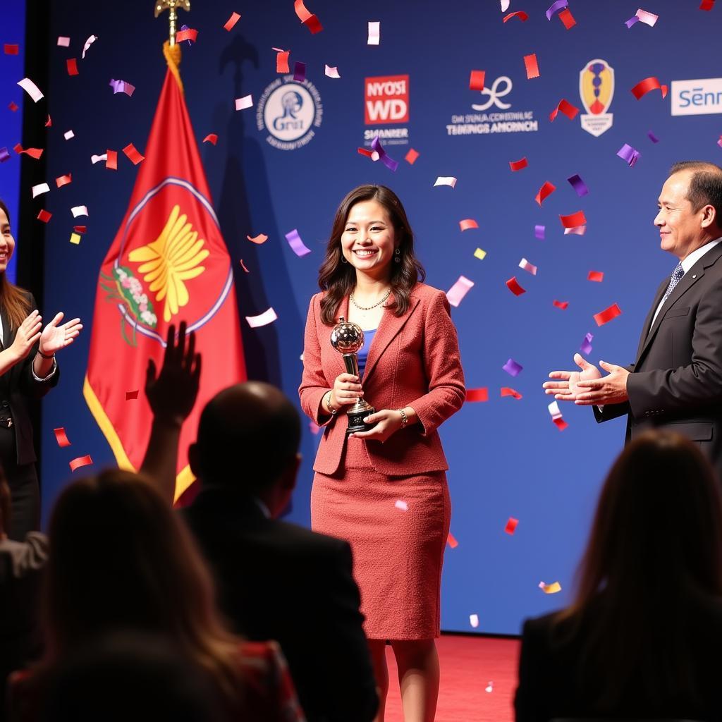 ASEAN Awardee celebrating their achievement at an awards ceremony