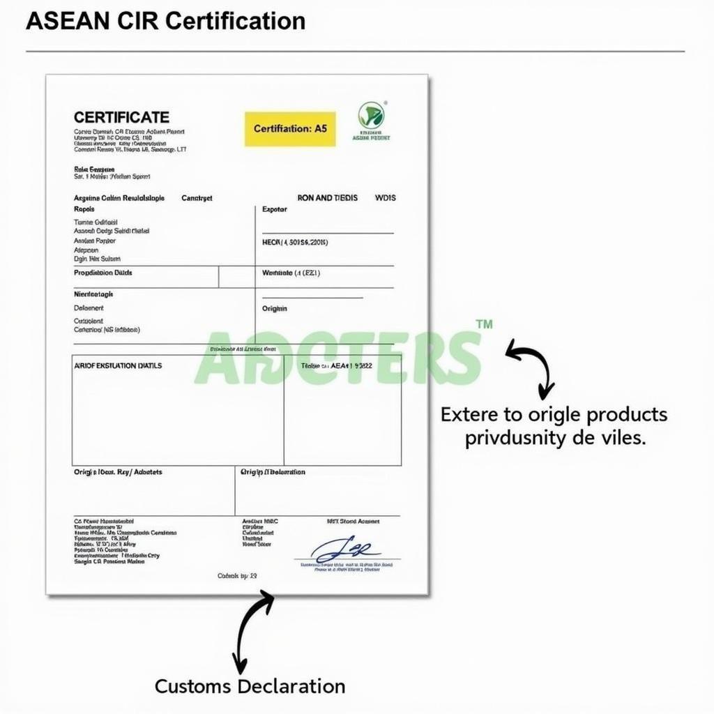 ASEAN CIR Certification A5 Document Example