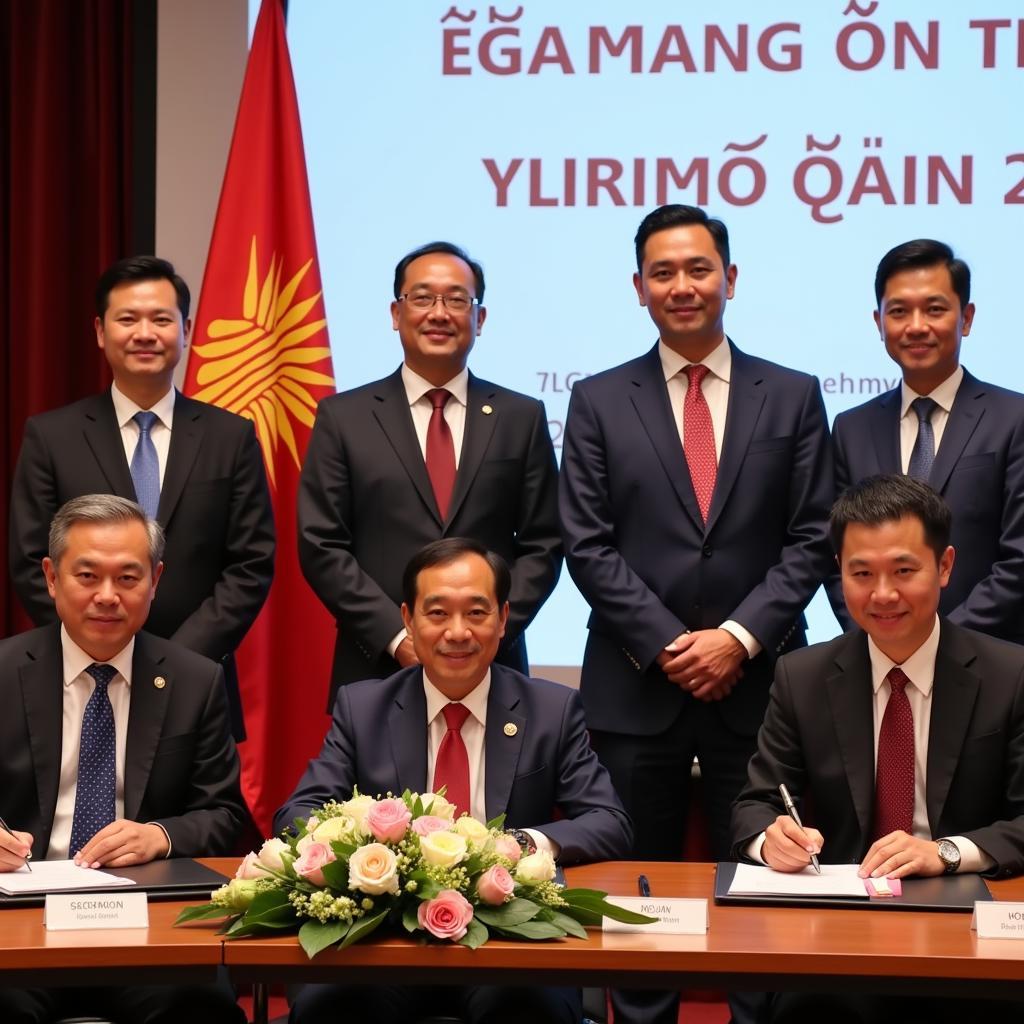 ASEAN officials signing the e-commerce agreement