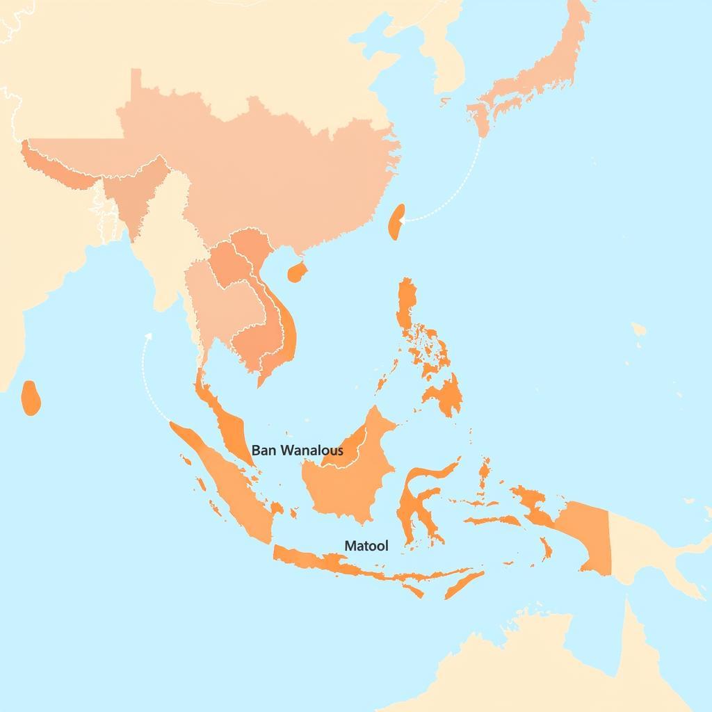 Map of ASEAN Economic Community highlighting member states and trade routes