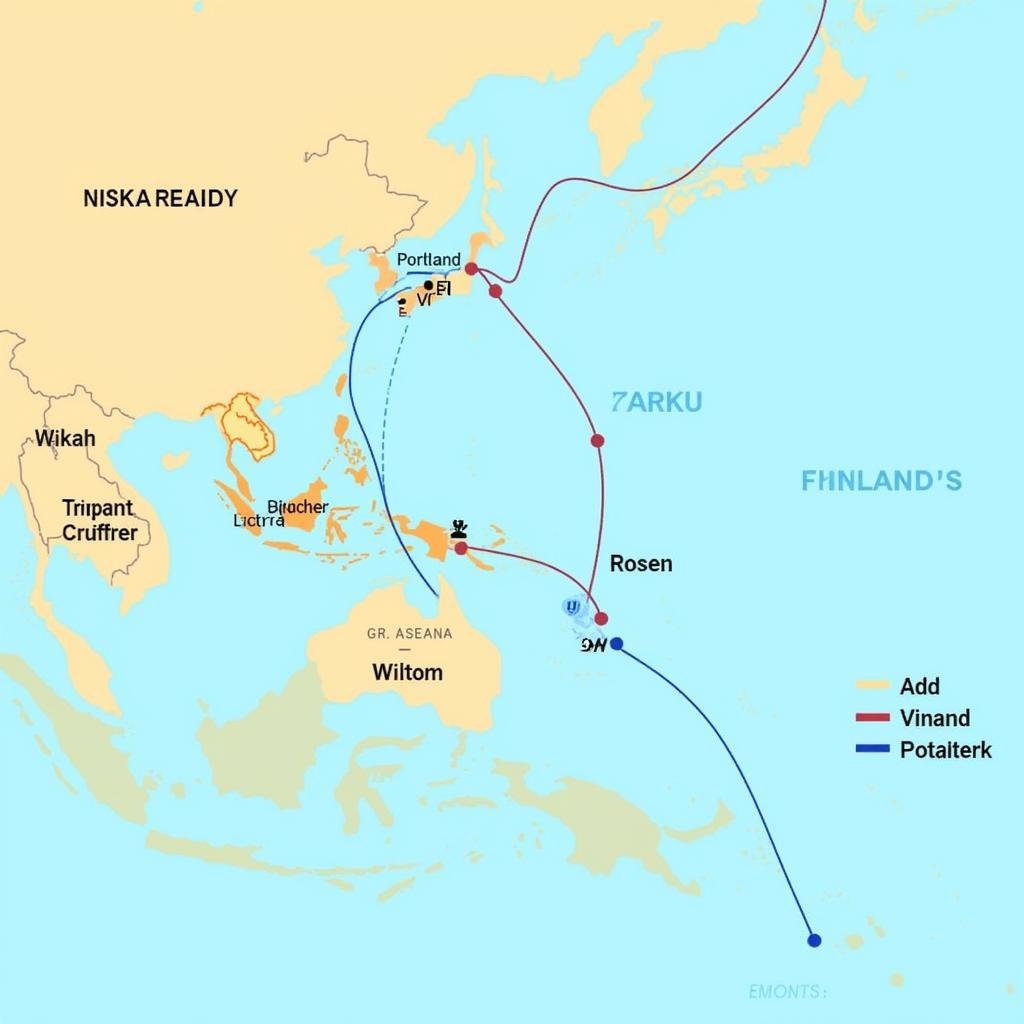 Map showing trade routes between ASEAN and Turku