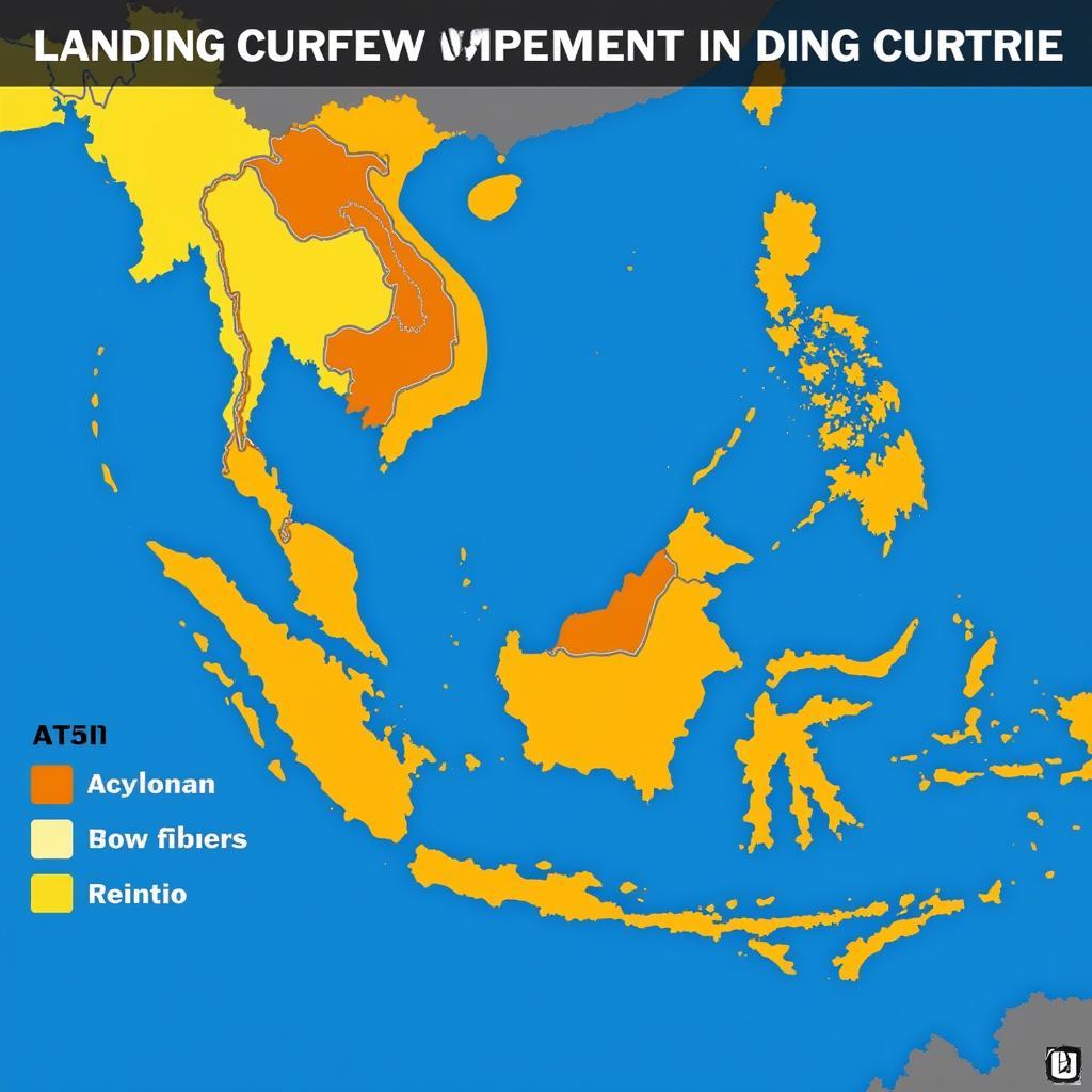 Map of ASEAN highlighting countries with landing curfews.