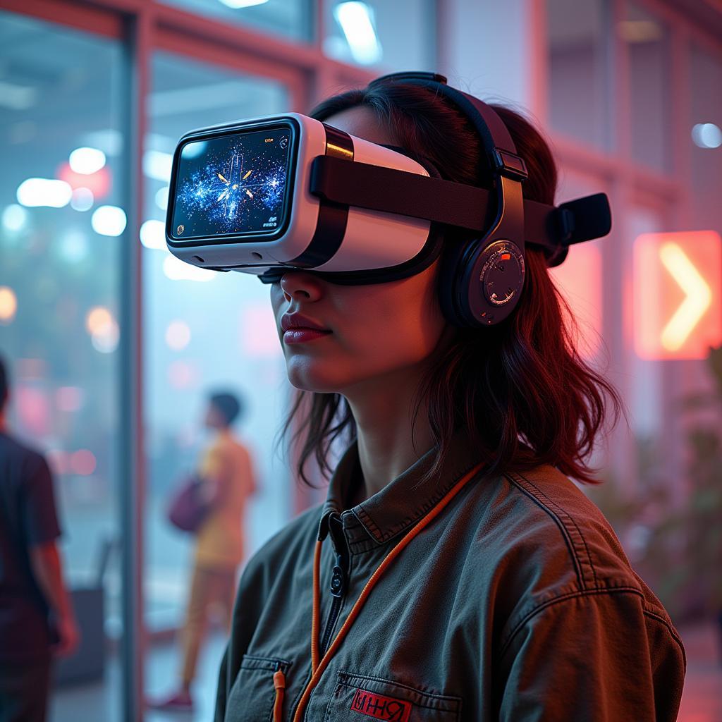 Image visualizing the future convergence of ASEAN media and gaming, with virtual reality experiences and interactive storytelling.