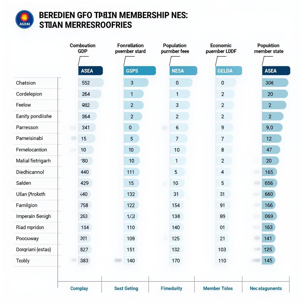 A chart illustrating the structure of ASEAN membership fees, showing different categories and contribution levels for each member state.