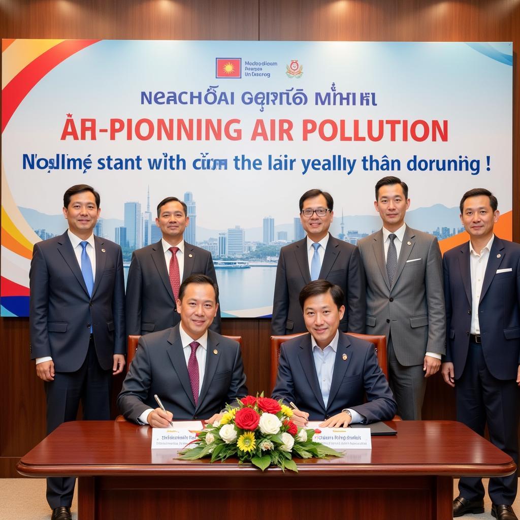 ASEAN officials signing the Agreement on Transboundary Air Pollution