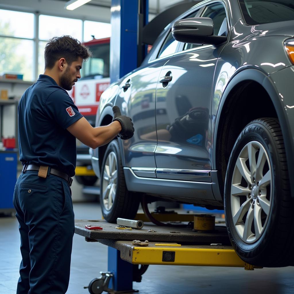 Car Undergoing Maintenance