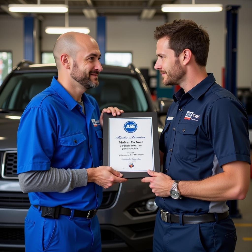 Certified Mechanic Receiving Award