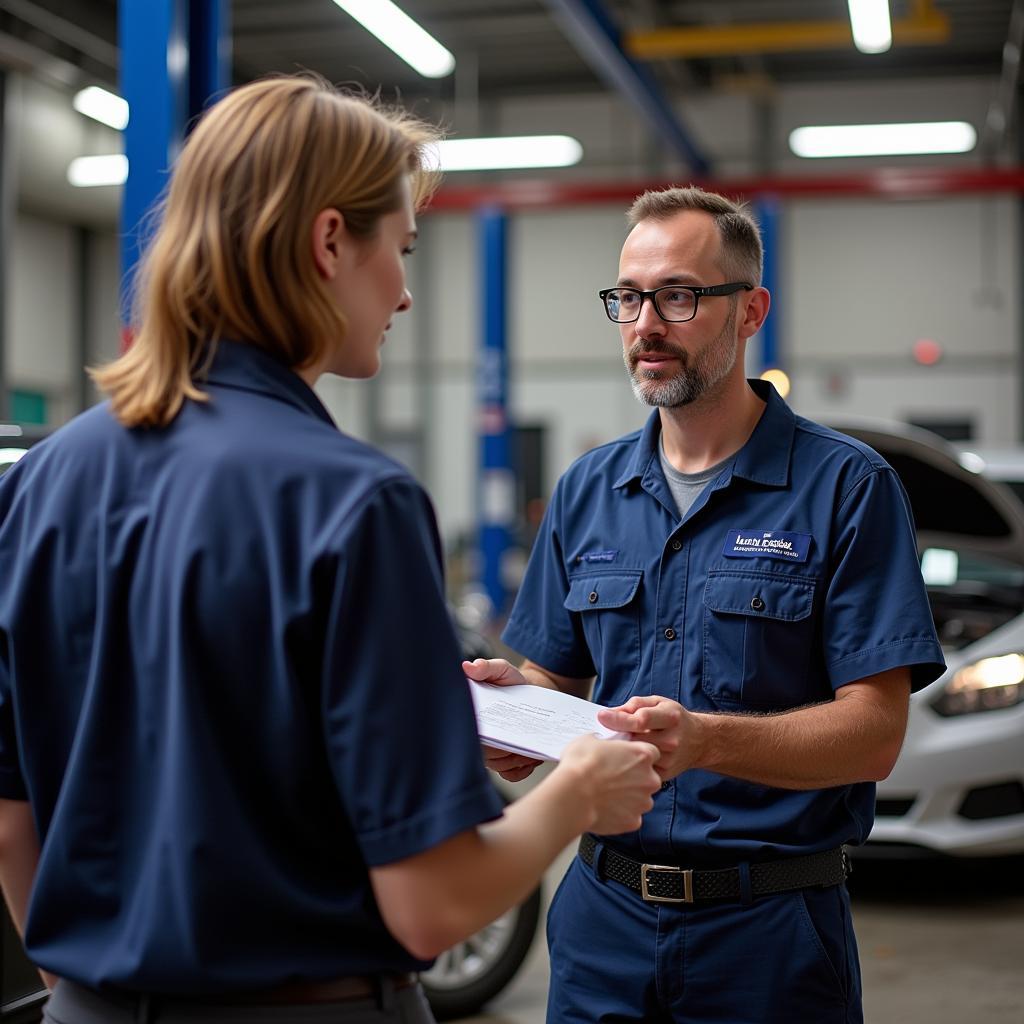 Customer Discussing Car Repair with ASE Certified Technician