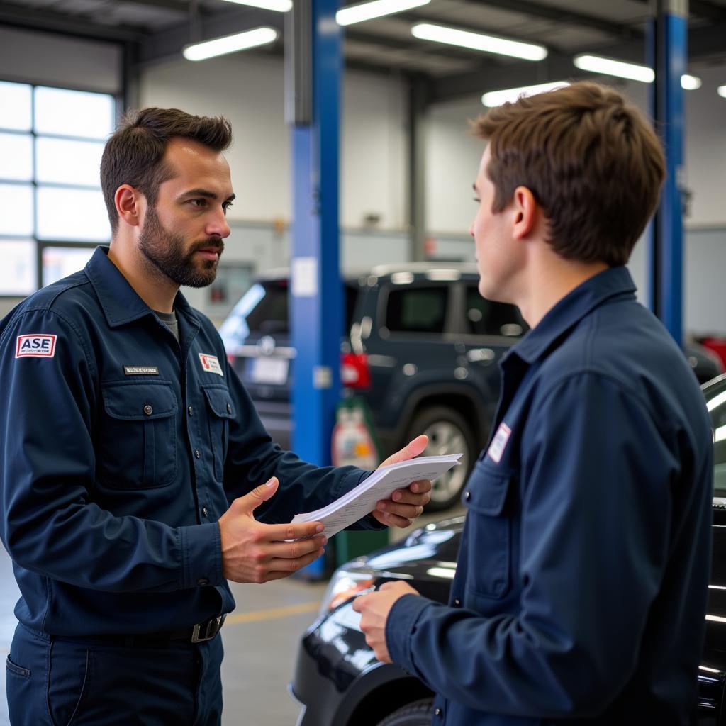 Customer Talking to an ASE Certified Technician