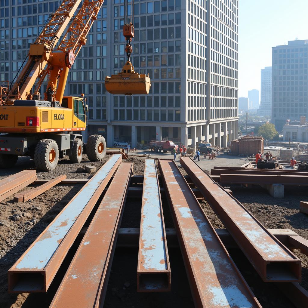 Fine Steel Beams in a Construction Project