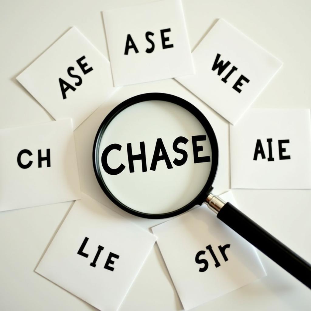 A magnifying glass focusing on the word "CHASE"