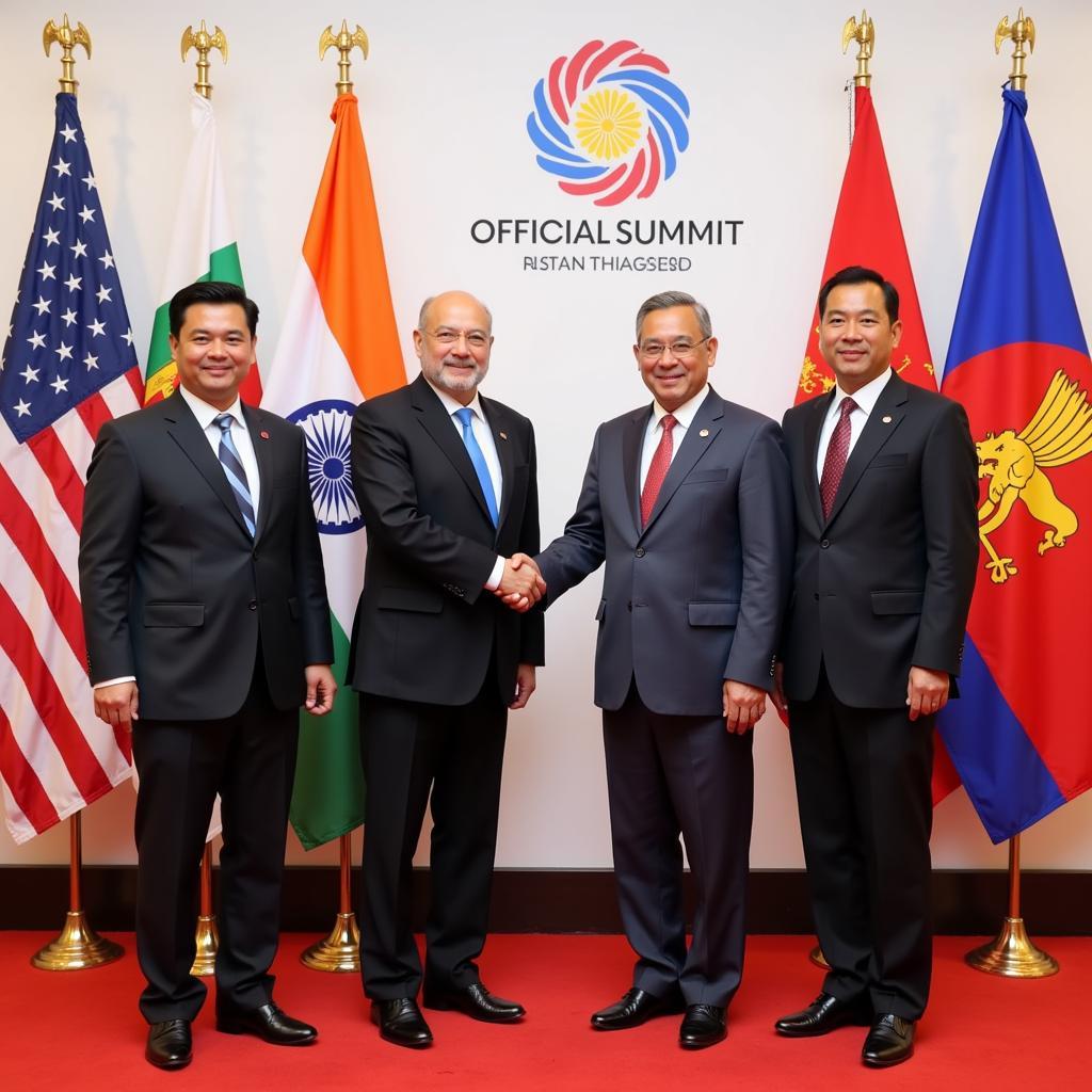 India-ASEAN leaders shaking hands at the 15th Summit