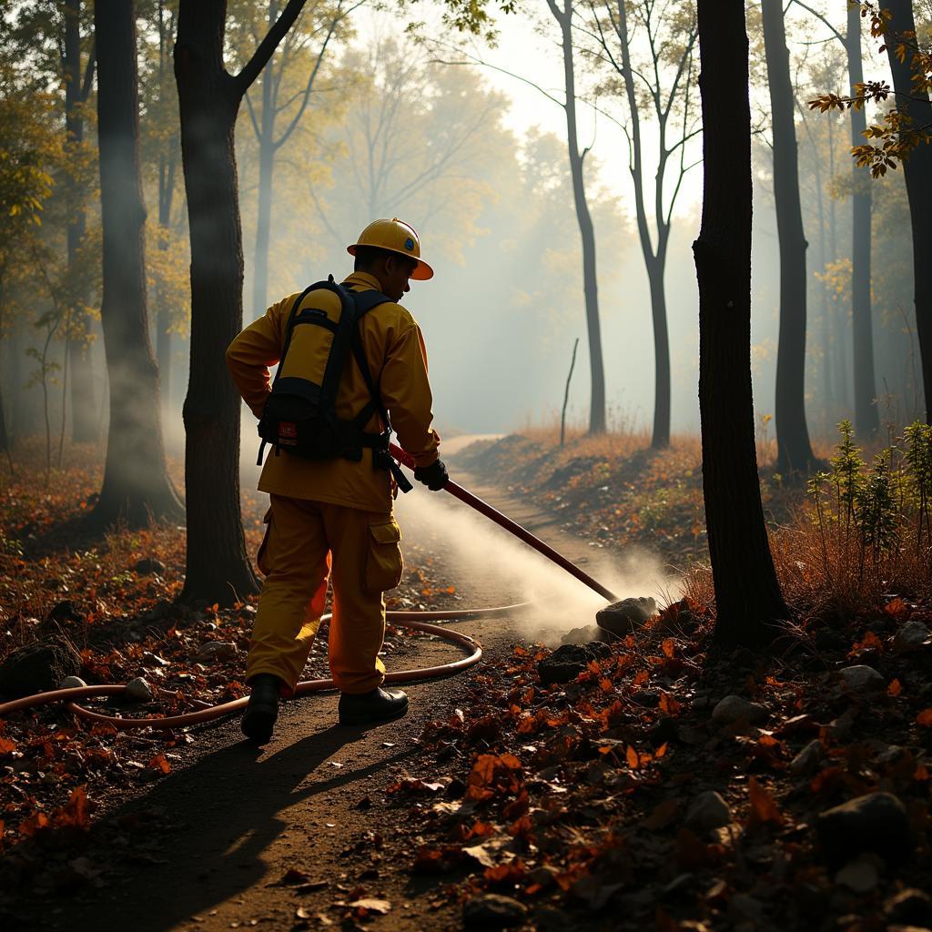 Indonesian Firefighters Combating Forest Fires