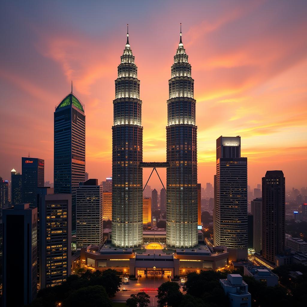 Kuala Lumpur's Petronas Twin Towers at Sunset