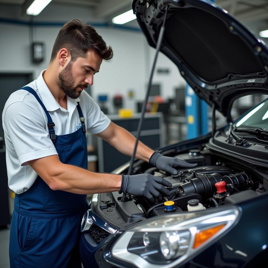 Certified Mechanic Working on a Vehicle