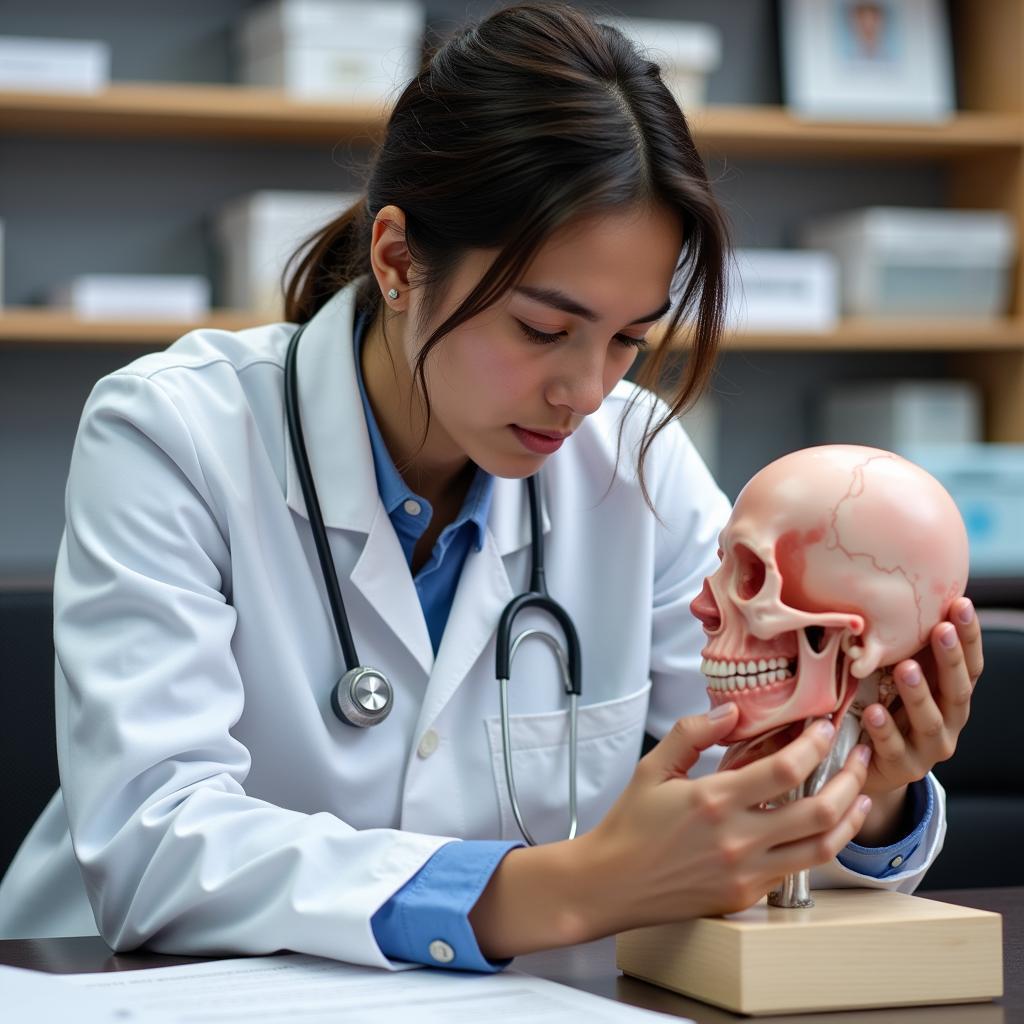 Medical Student Deeply Engaged in Anatomy Studies