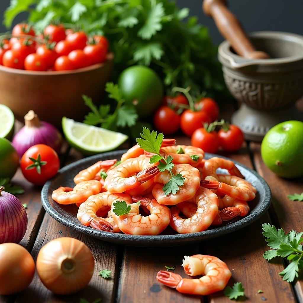 Fresh ingredients for a vibrant Mexican shrimp cocktail