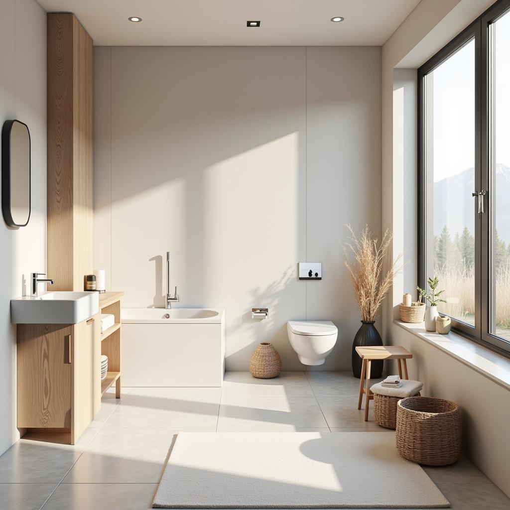 Minimalist bathroom design with focus on personal hygiene area