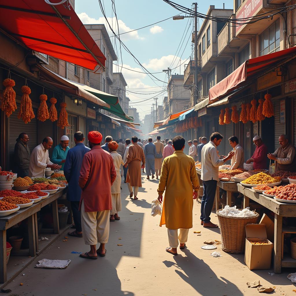 A vibrant Punjabi street scene