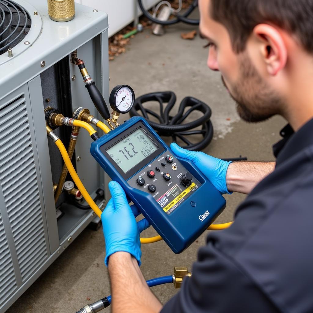 Refrigerant Recovery Equipment in Use