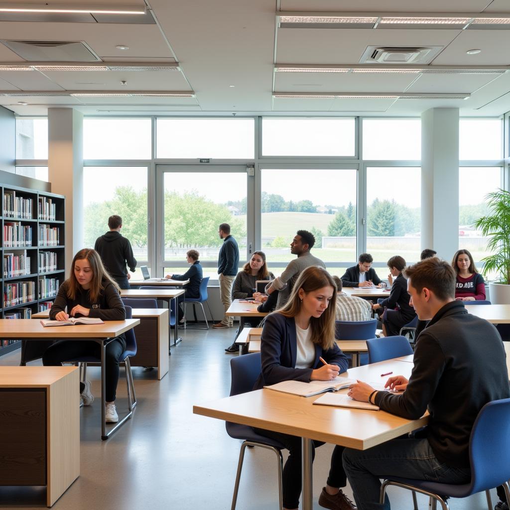 Students studying in the library of the University of Reims Champagne-Ardenne