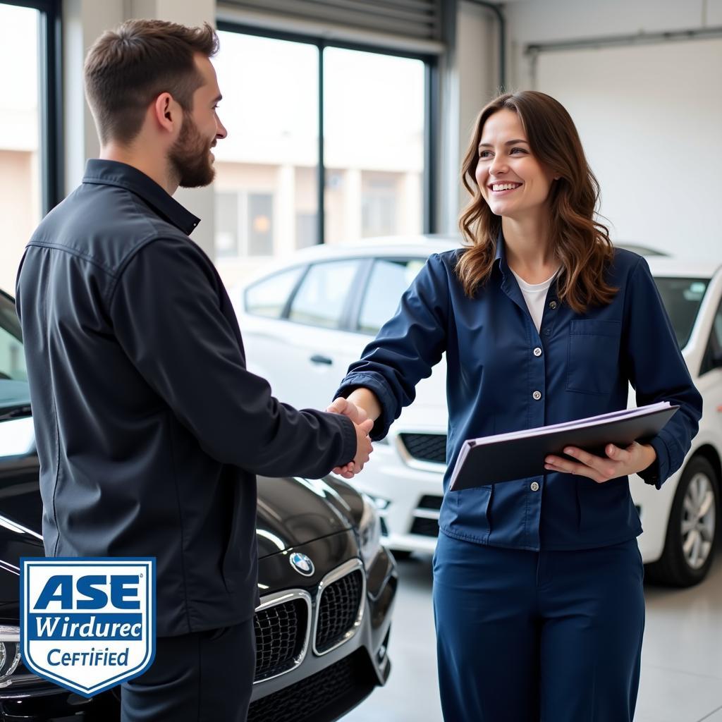 Customer and Mechanic Handshake