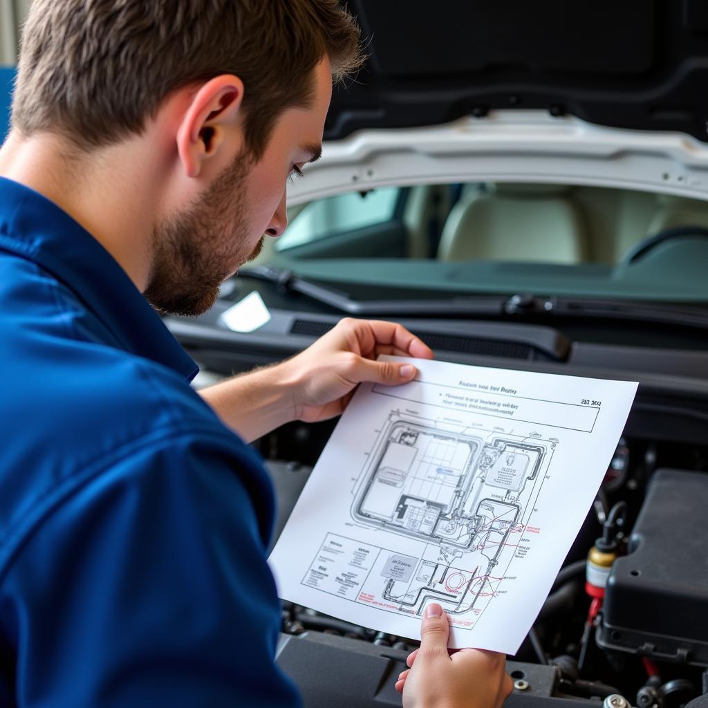 Technician Studying HVAC System