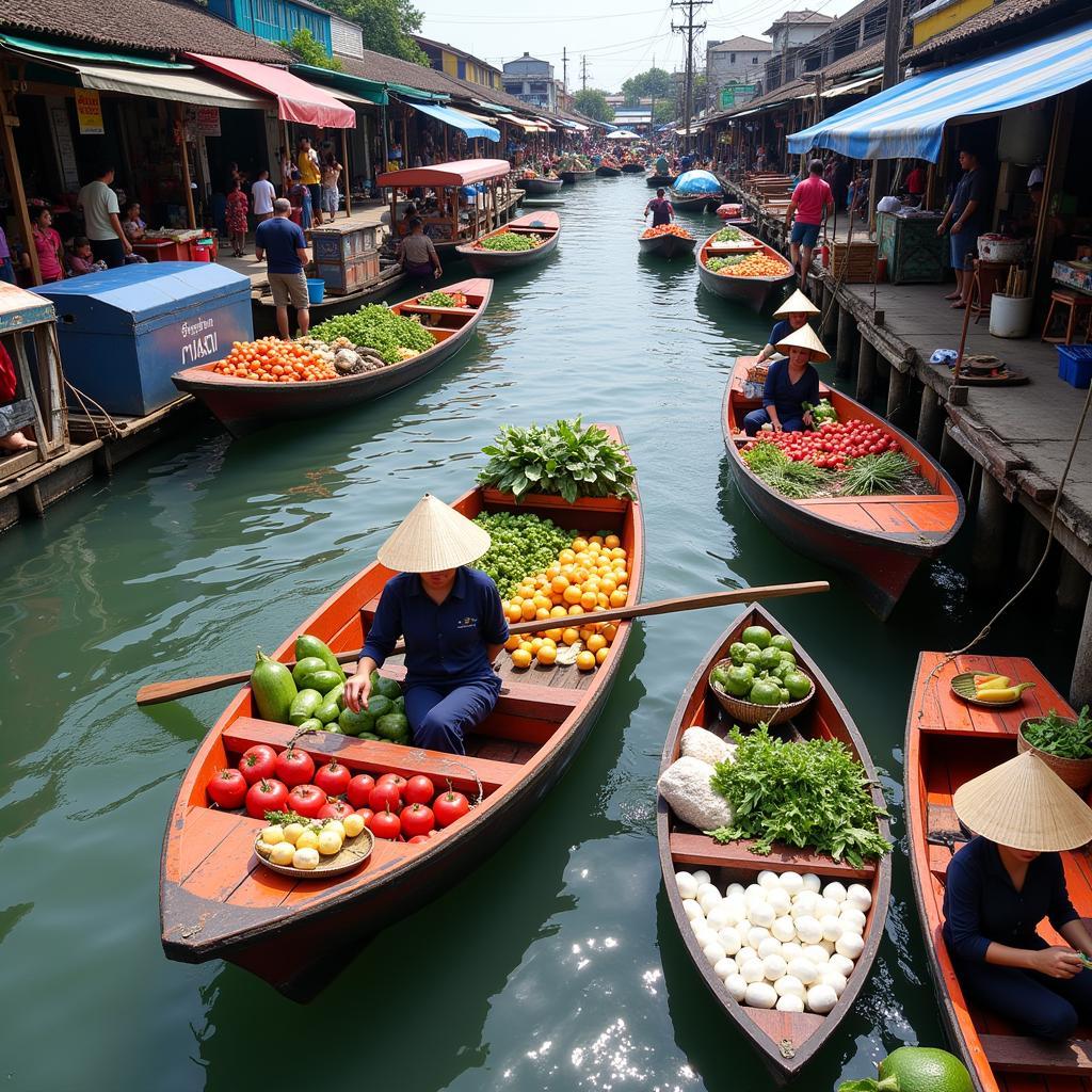 A Bustling Floating Market in Thailand