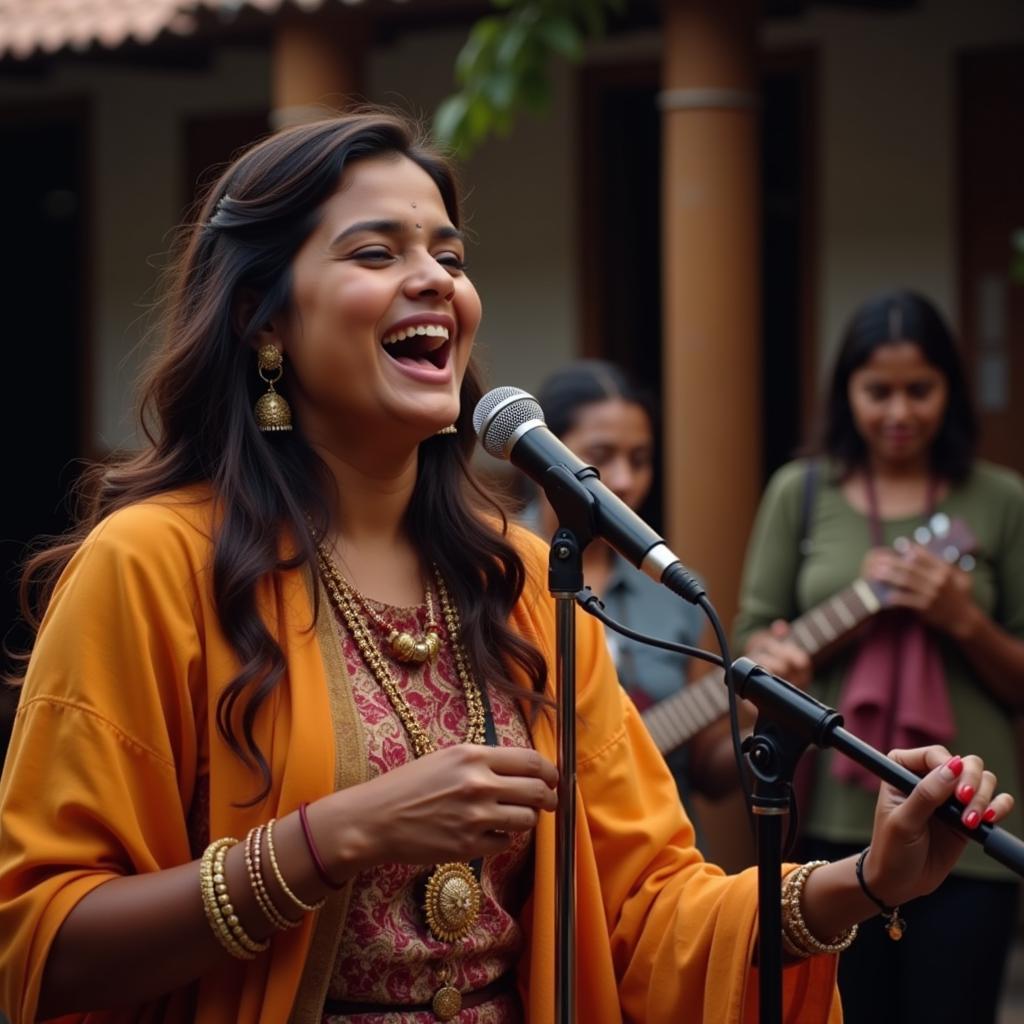 Woman Singing a Traditional Marathi Song