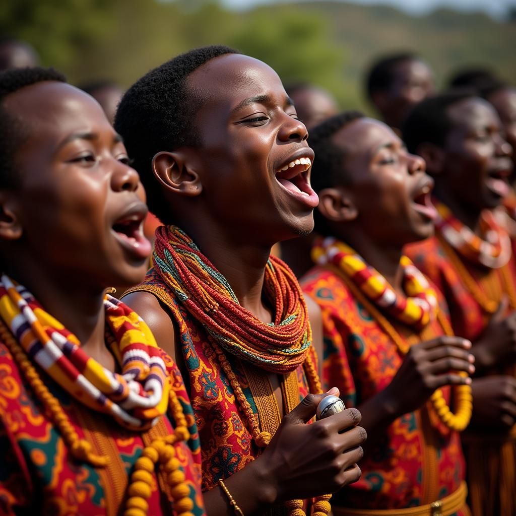 Young Men Singing Isicathamiya in South Africa